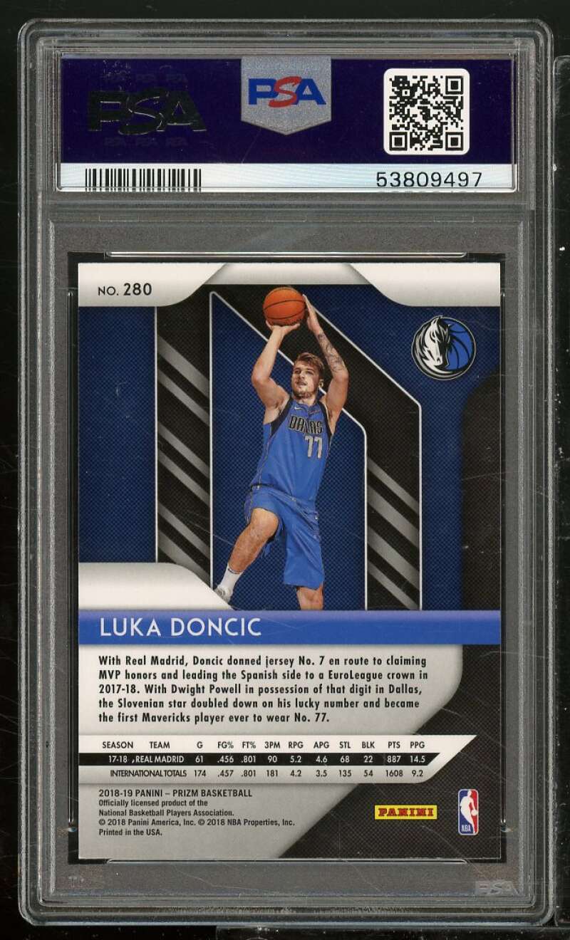 Luka Doncic Rookie Card 2018-19 Panini Prizm #280 PSA 10 Image 2