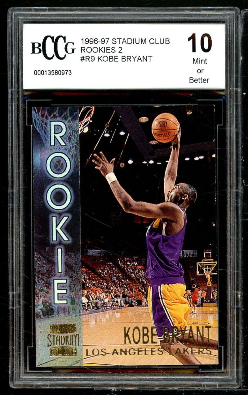 1996-97 Stadium Club Rookies 2 #R9 Kobe Bryant Rookie Card BGS BCCG 10 Mint+ Image 1