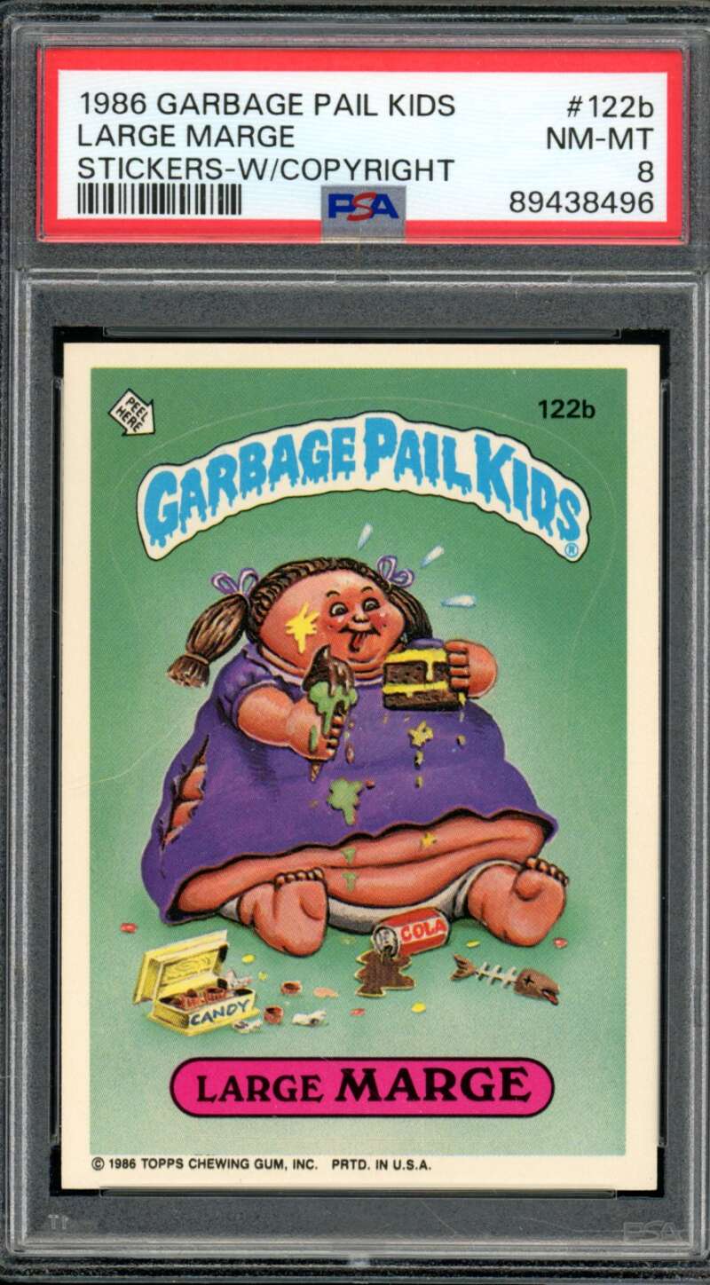 Large Marge Stickers Card 1986 Garbage Pail Kids #122b PSA 8 Image 1