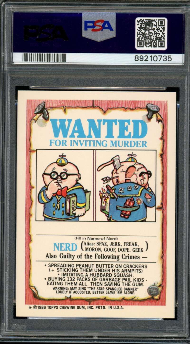 Sloshed Josh Stickers Card 1986 Garbage Pail Kids #128a PSA 8 Image 2