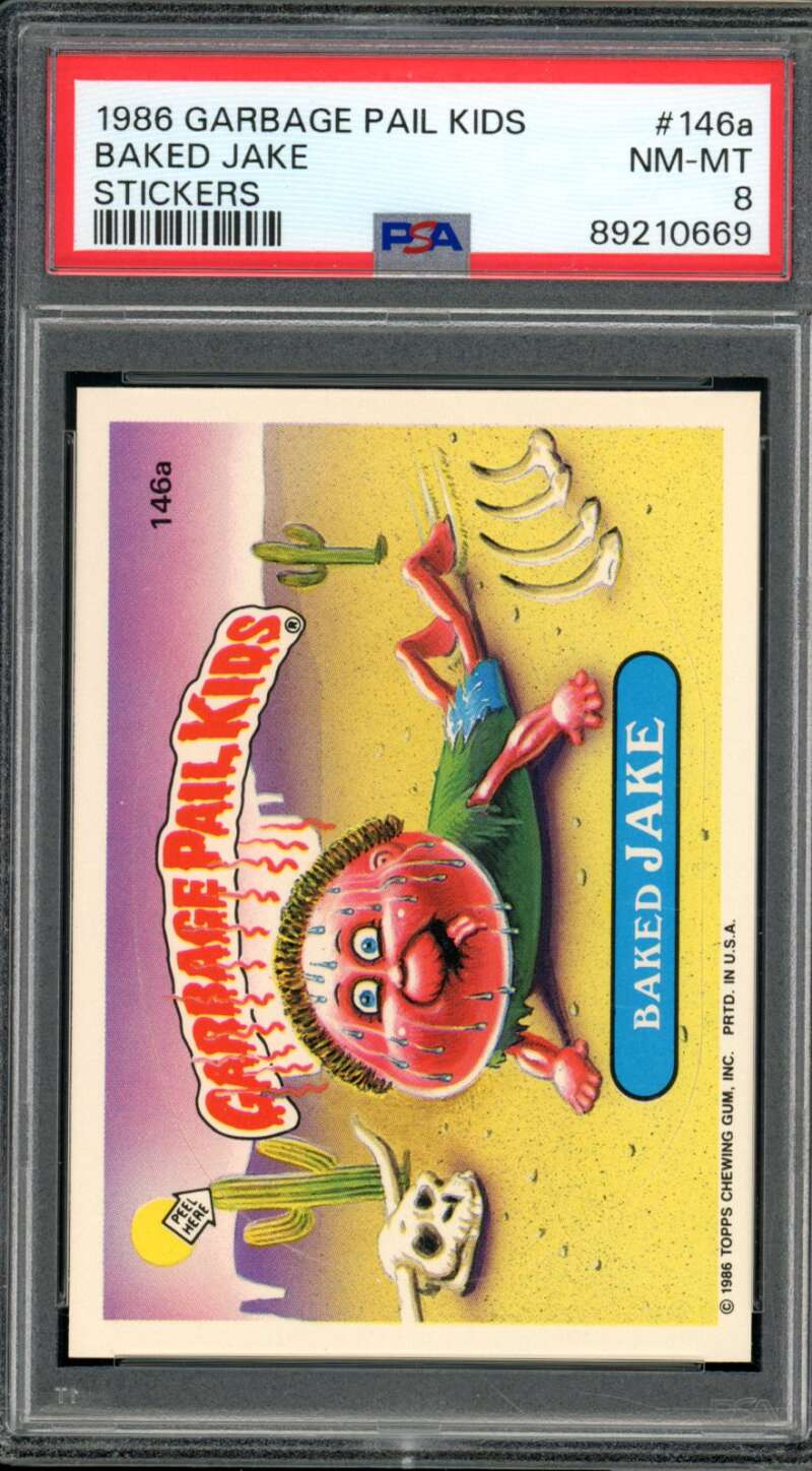 Baked Jake Stickers Card 1986 Garbage Pail Kids #146a PSA 8 Image 1