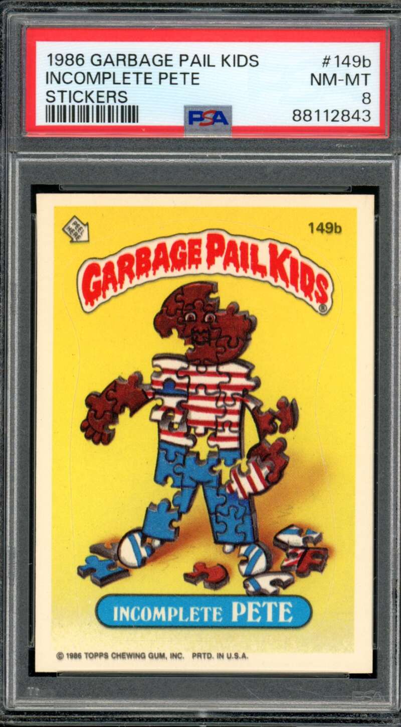 Incomplete Pete Stickers Card 1986 Garbage Pail Kids #149b PSA 8 Image 1