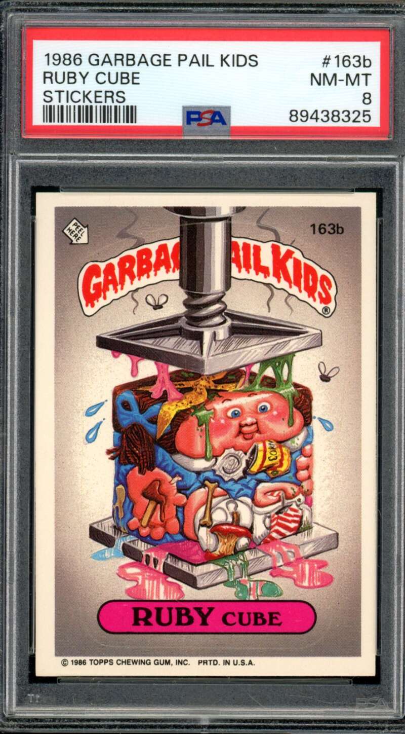 Ruby Cube Stickers Card 1986 Garbage Pail Kids #163b PSA 8 Image 1