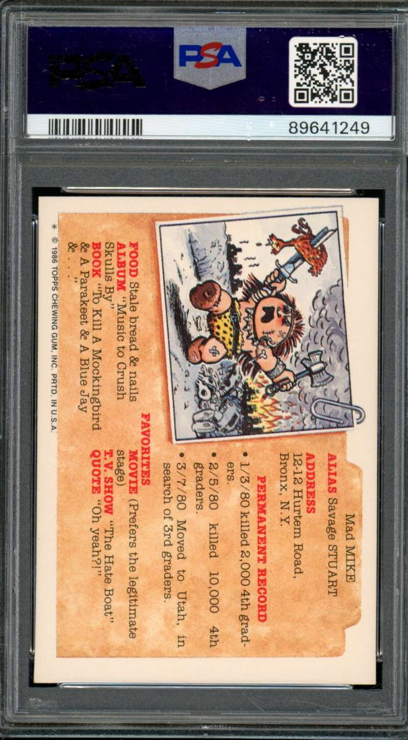 Fred Thread Stickers Card 1986 Garbage Pail Kids #174a PSA 8 Image 2