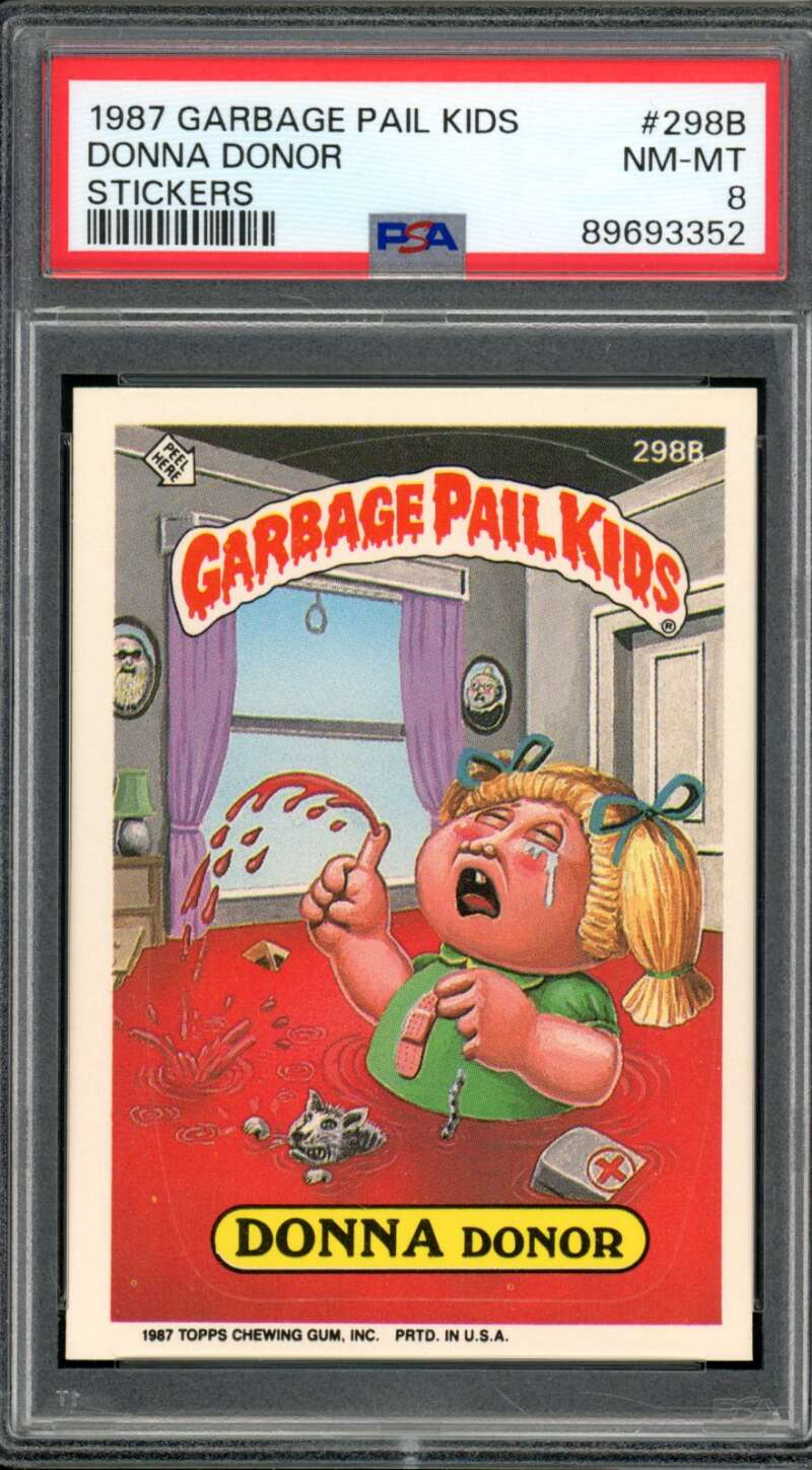 Donna Donor Stickers Card 1987 Garbage Pail Kids #298b PSA 8 Image 1