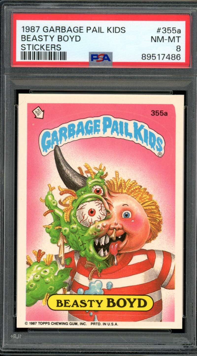 Beasty Boyd Stickers Card 1987 Garbage Pail Kids #355A PSA 8 Image 1