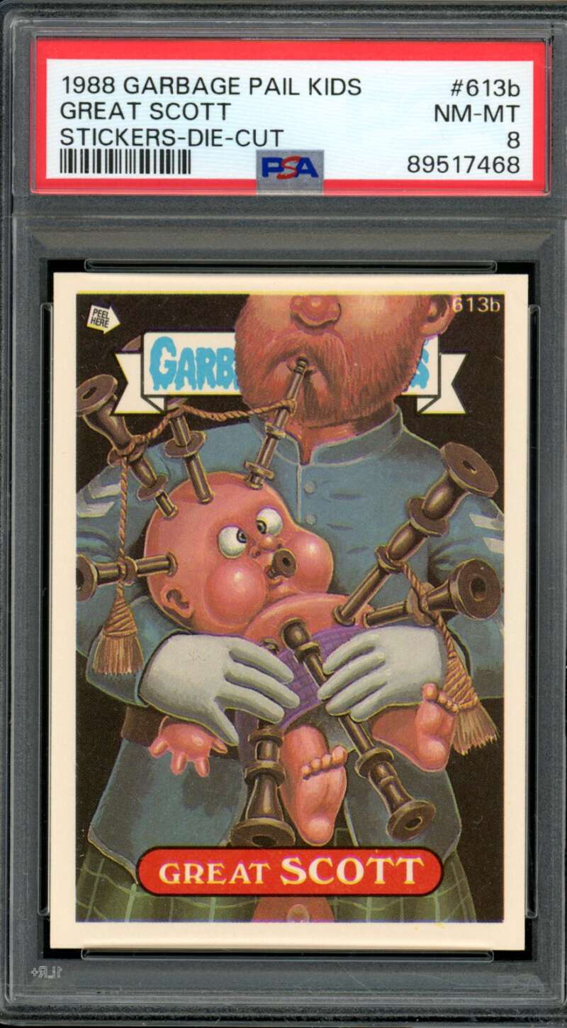 Great Scott Stickers Card 1988 Garbage Pail Kids #613B PSA 8 Image 1