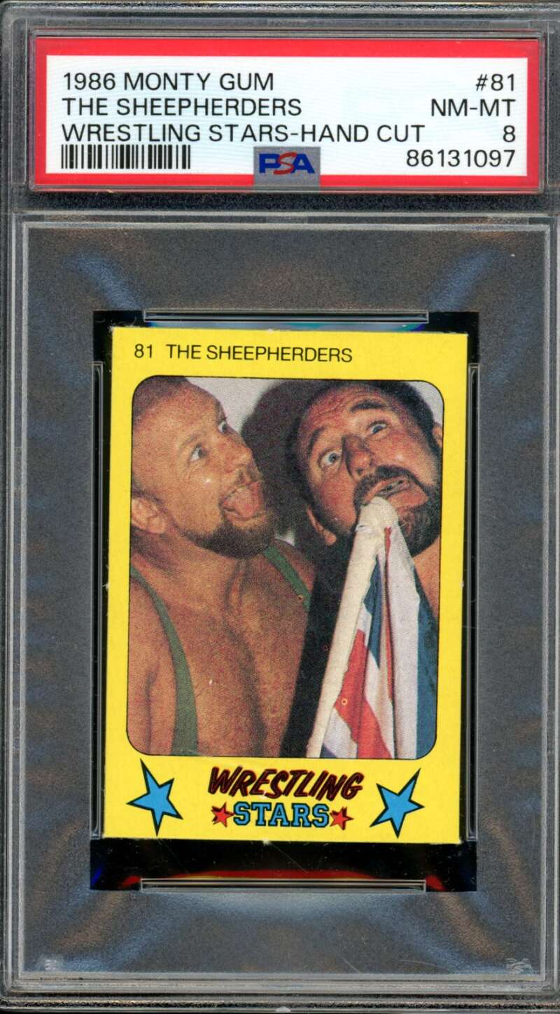 The Sheepherders Card 1986 Monty Gum Wrestling Stars #81 PSA 8 Image 1