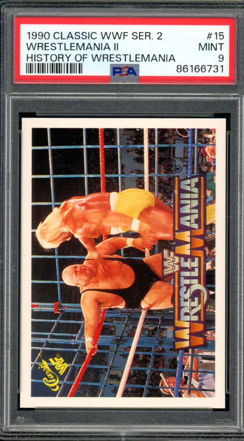 Wrestlemania Card w/Hulk Hogan / King Kong Bundy 1990 Classic #15 PSA 9 Image 1