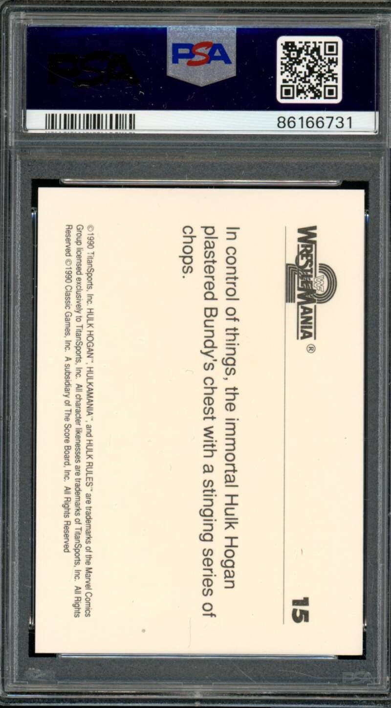 Wrestlemania Card w/Hulk Hogan / King Kong Bundy 1990 Classic #15 PSA 9 Image 2