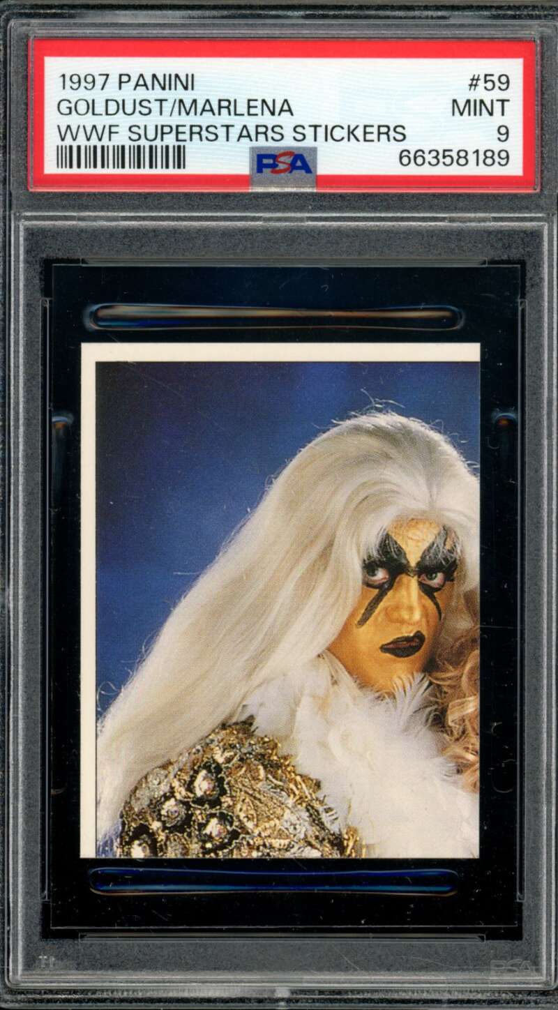 Goldust/Marlena Card 1997 Panini WWF Superstars Stickers #59 PSA 9 Image 1