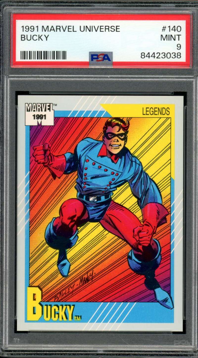 Bucky Card 1991 Marvel Universe #140 PSA 9 Image 1