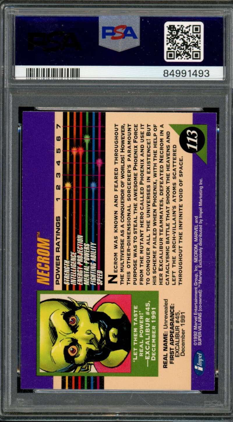 Necrom Card 1992 Marvel Universe #113 PSA 9 Image 2