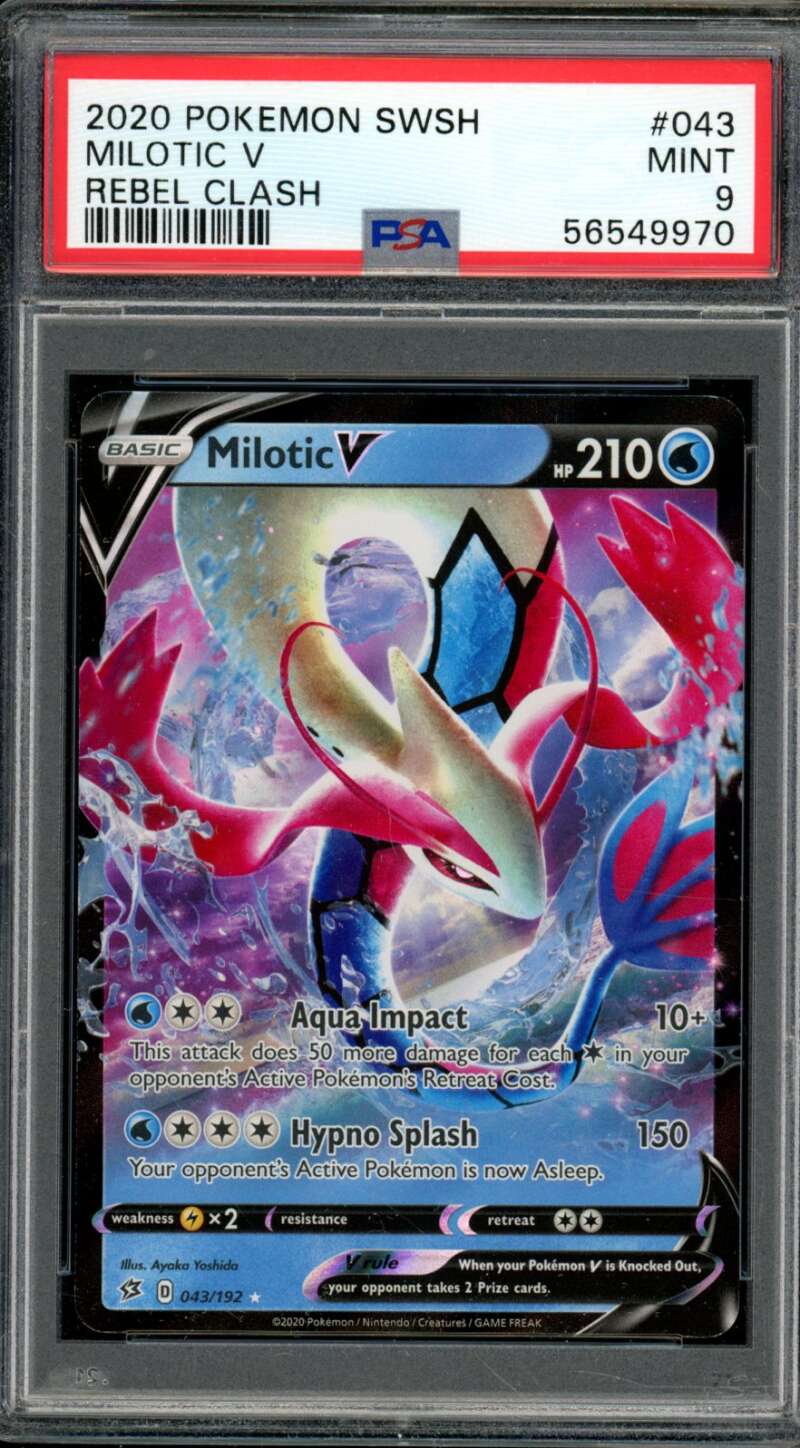 Milotic V Card 2020 Pokemon Swsh Rebel Clash #043 PSA 9 Image 1