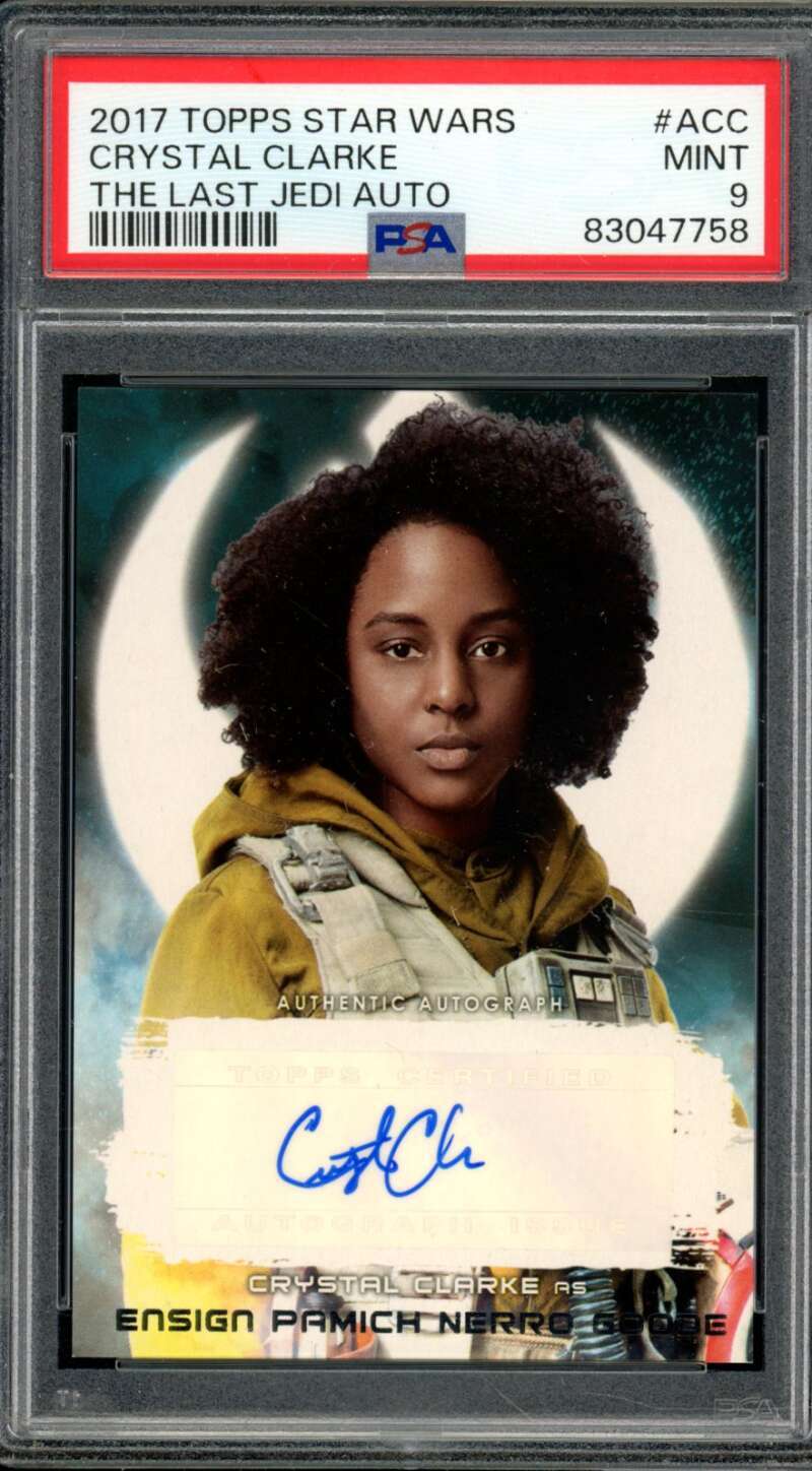 Crystal Clarke Card 2017 Topps Star Wars The Last Jedi Auto #Acc PSA 9 Image 1