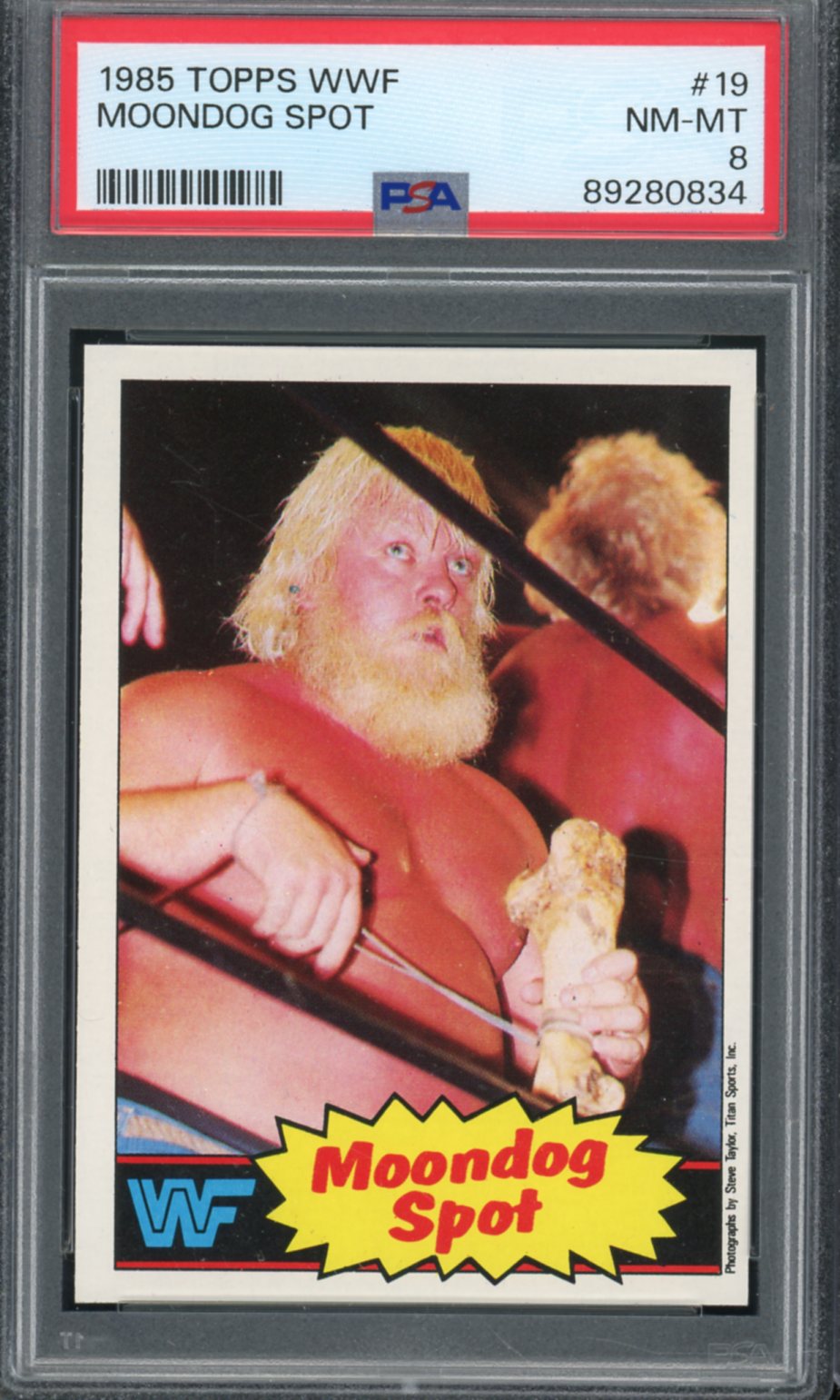 Moondog Spot Rookie Card 1985 Topps WWF #19 PSA 8 Image 1