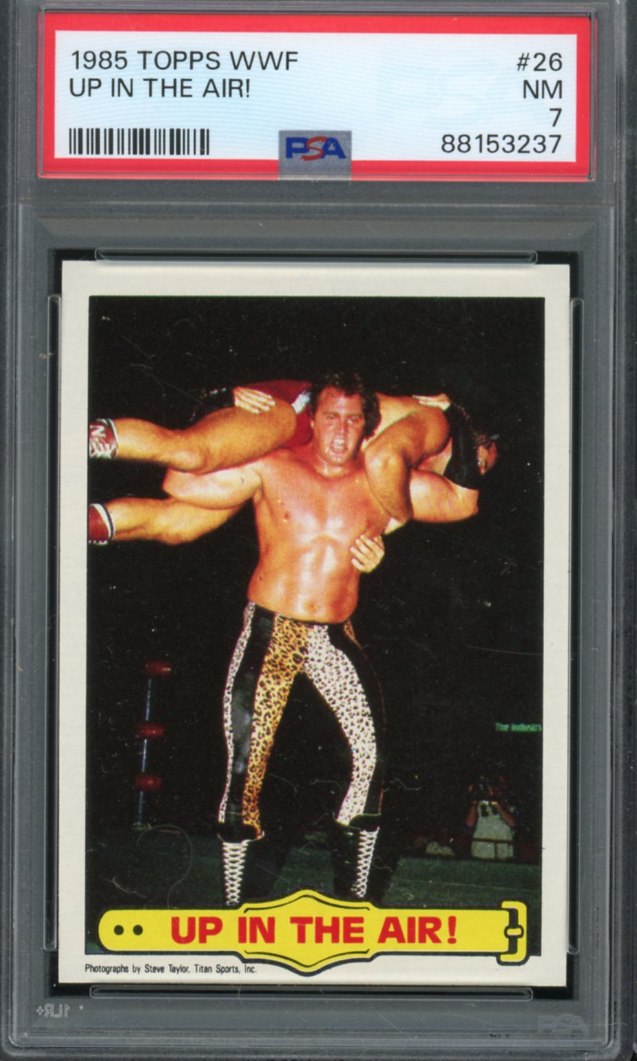 Up In The Air! Brutus Beefcake Rookie Card 1985 Topps WWF #26 PSA 7 Image 1