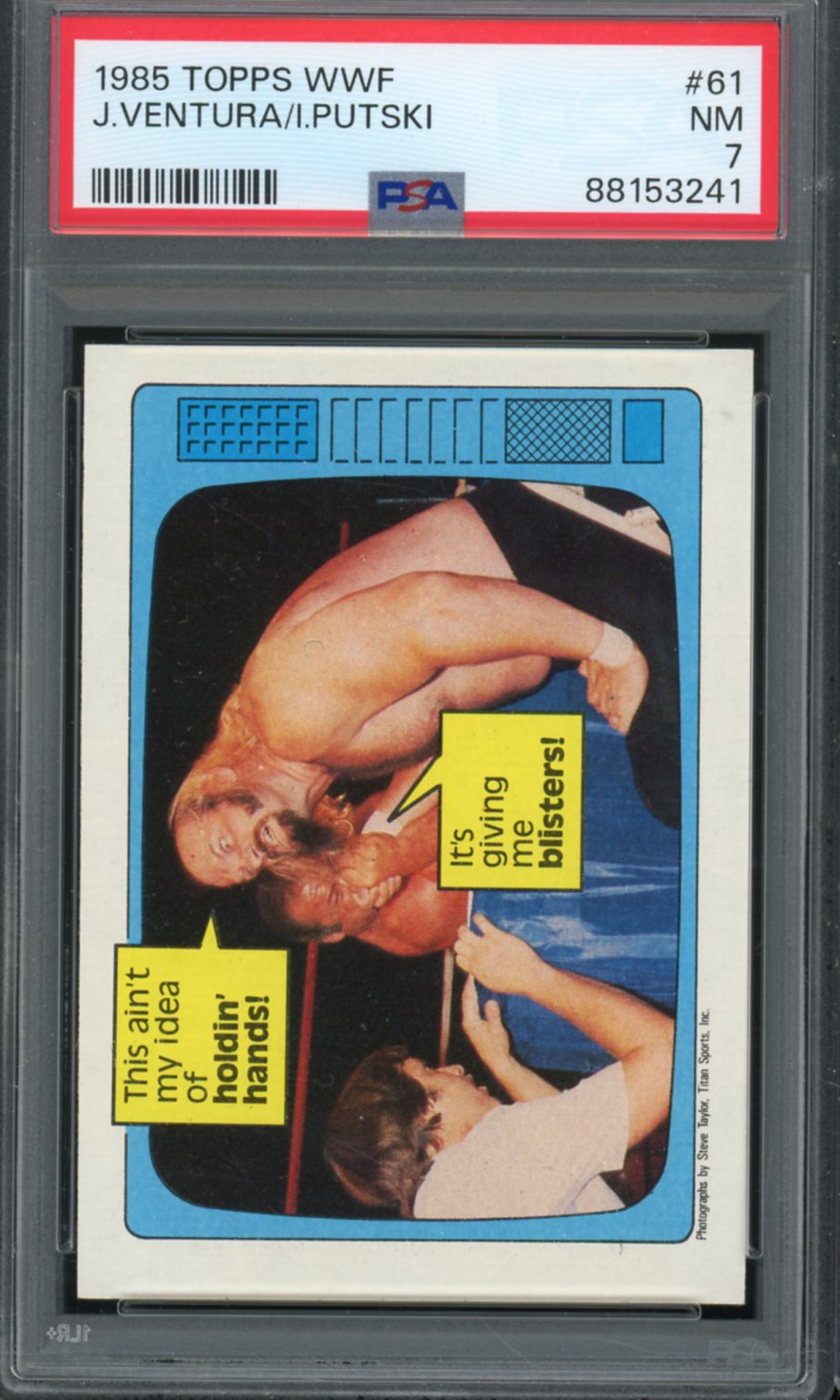 Jesse Ventura/Ivan Putski Card 1985 Topps WWF #61 PSA 7 Image 1