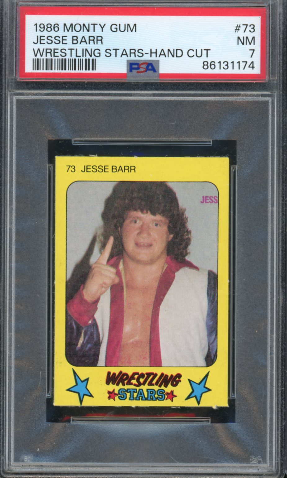 Jesse Barr Card 1986 Monty Gum Wrestling Stars #73 PSA 7 Image 1