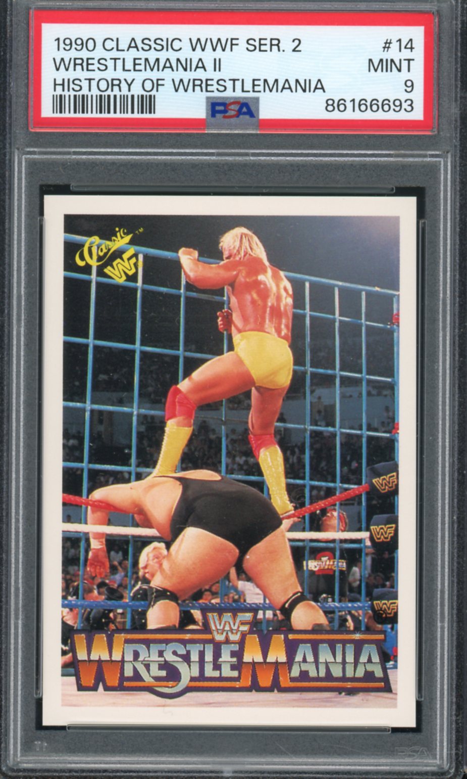 History Of Wrestlemania Hulk Hogan/King Kong Bundy 1990 Classic WWF #14 PSA 9 Image 1