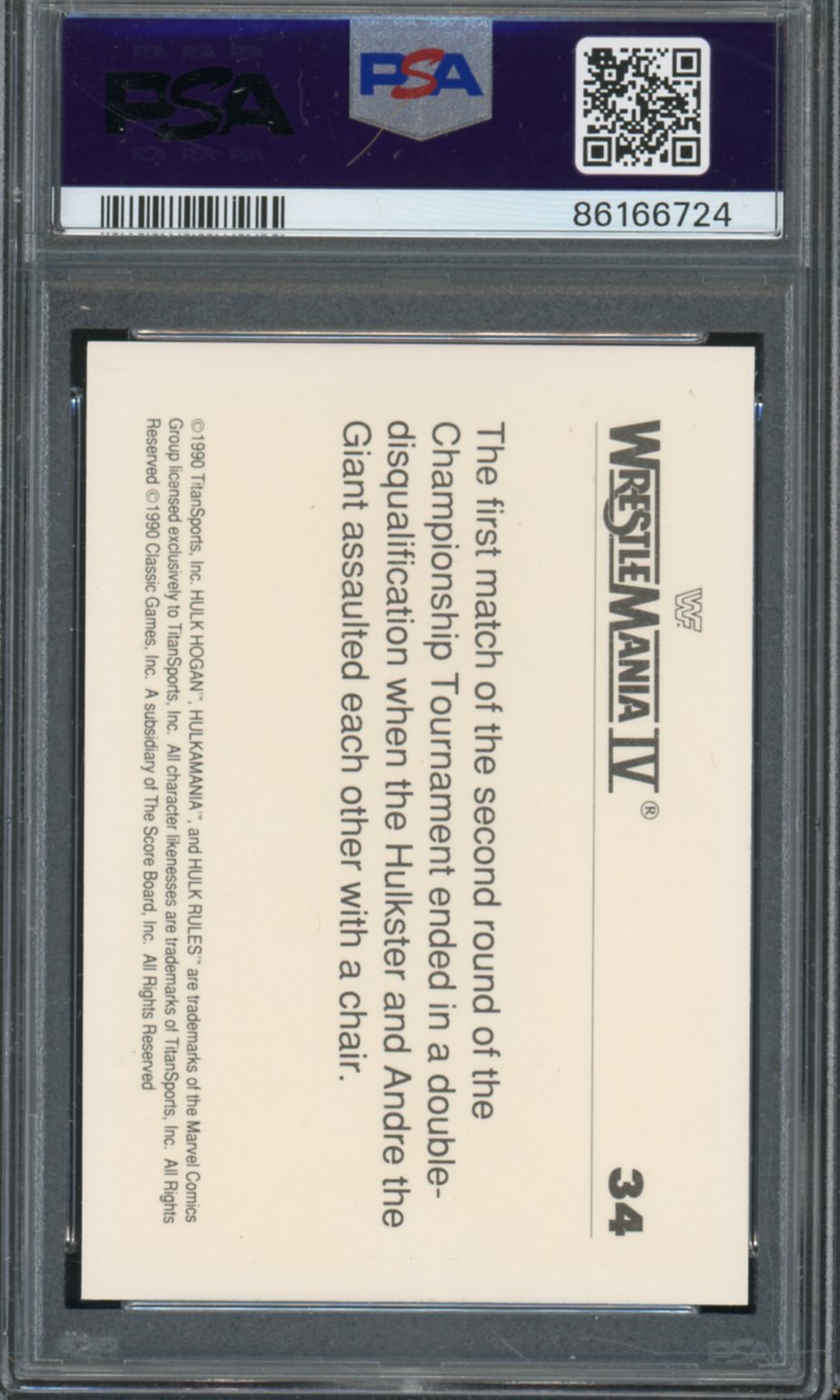 History Of Wrestlemania Hulk Hogan/Andre The Giant 1990 Classic WWF #34 PSA 8 Image 2