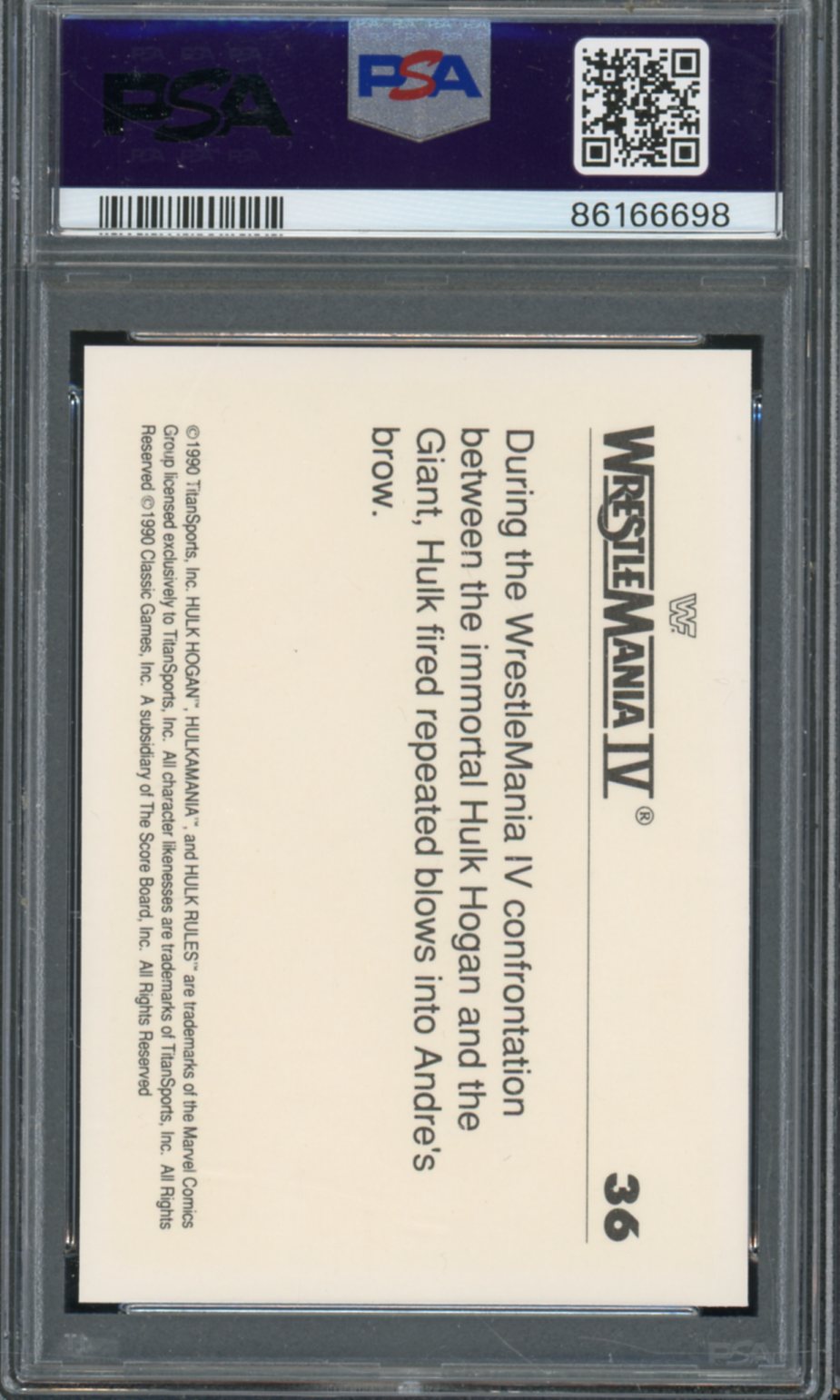 History Of Wrestlemania Hulk Hogan/Andre The Giant 1990 Classic WWF #36 PSA 9 Image 2