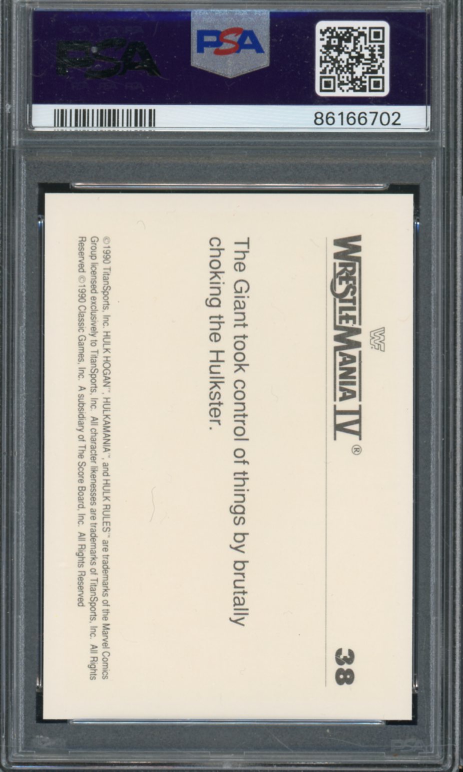 History Of Wrestlemania Hulk Hogan/Andre The Giant 1990 Classic WWF #38 PSA 8 Image 2