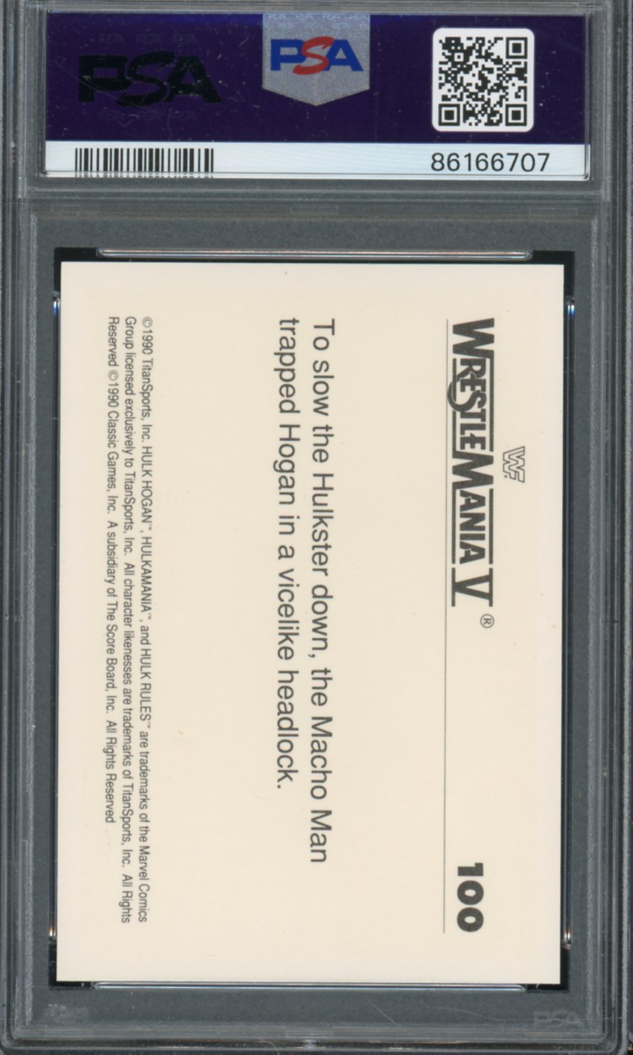 History Of Wrestlemania Hulk Hogan/Randy Savage 1990 Classic WWF #100 PSA 8 Image 2