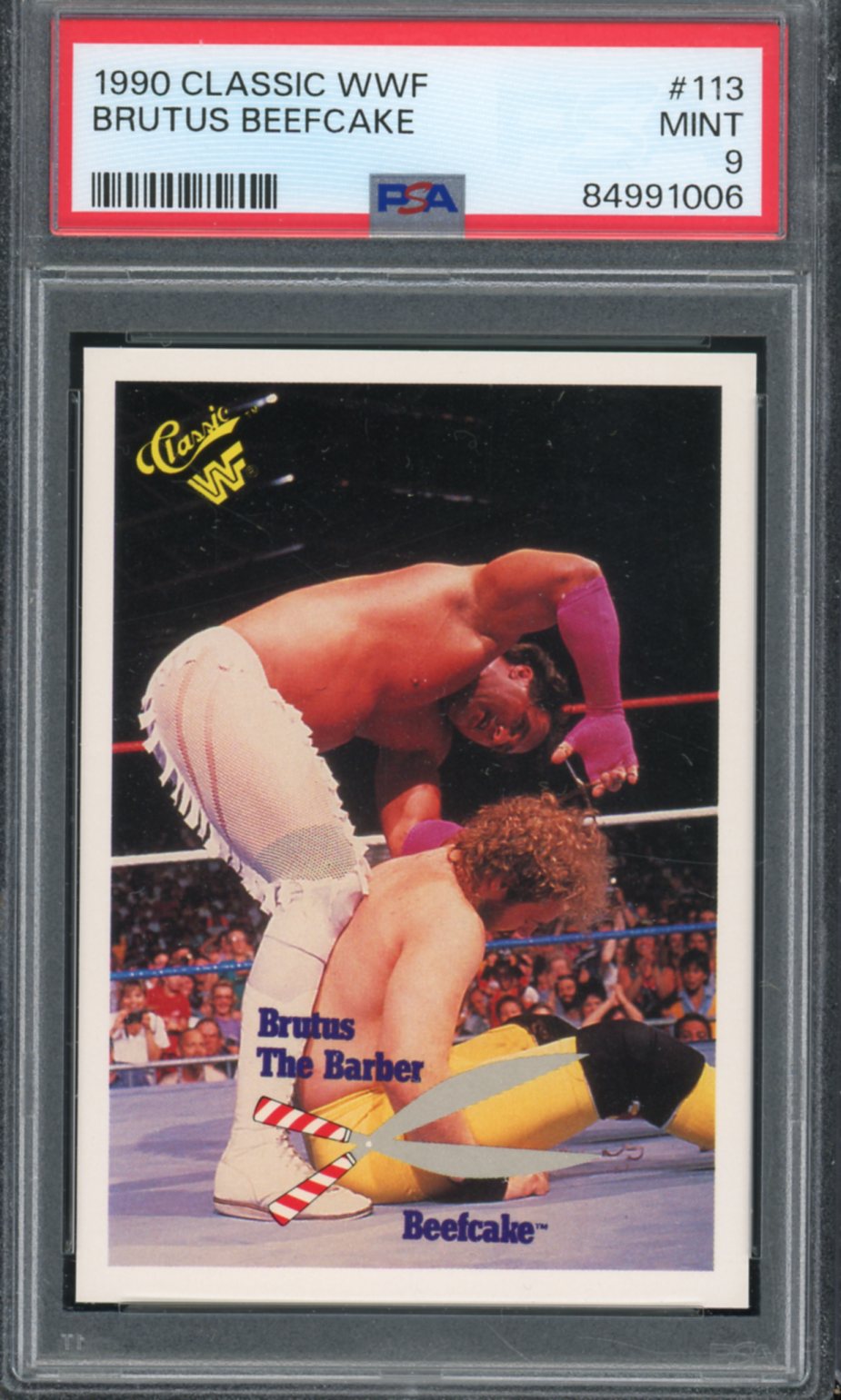 Brutus Beefcake Card 1990 Classic WWF #113 PSA 9 Image 1