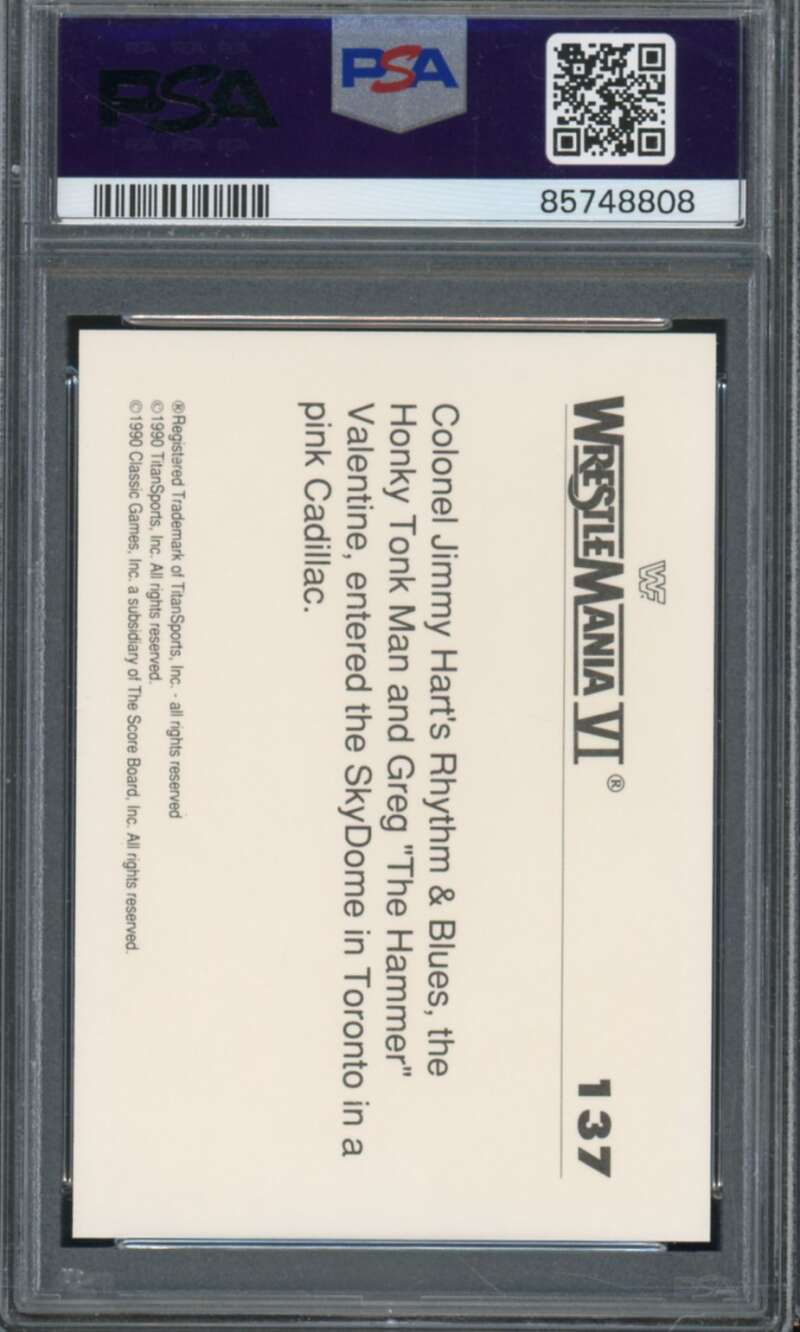 History Of Wrestlemania Card 1990 Classic WWF #137 PSA 8 Image 2