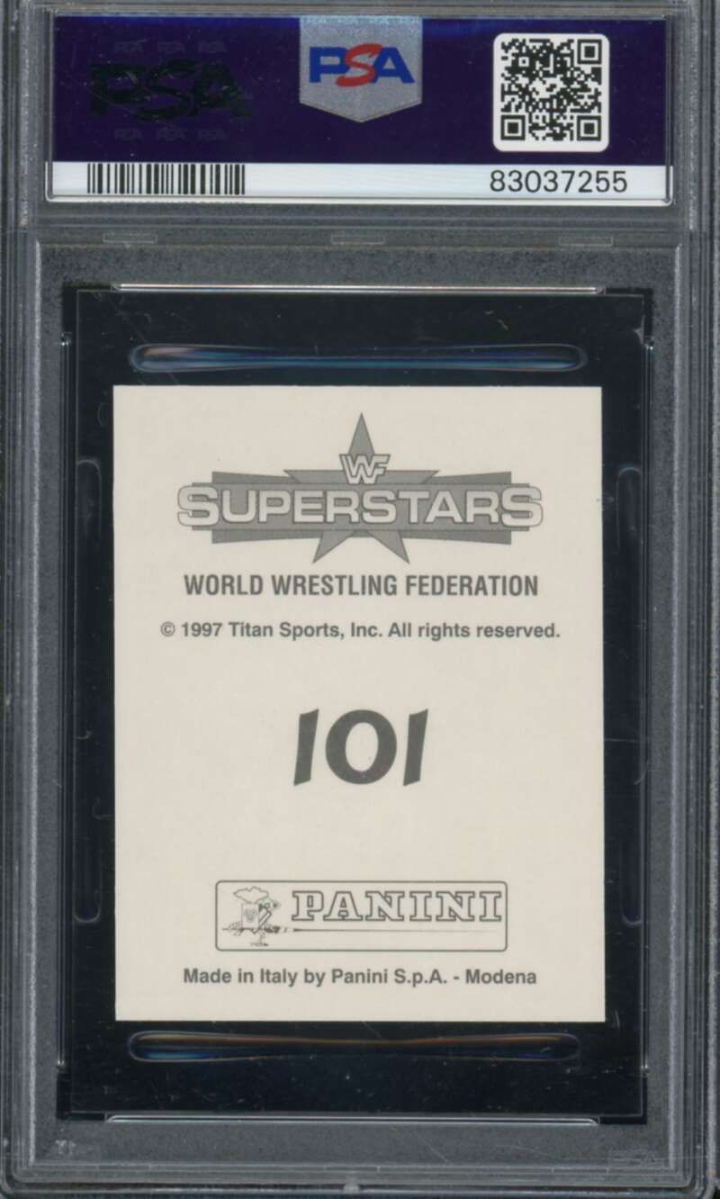 Ahmed Johnson Card 1997 Panini WWF Superstars Stickers #101 PSA 9 Image 2