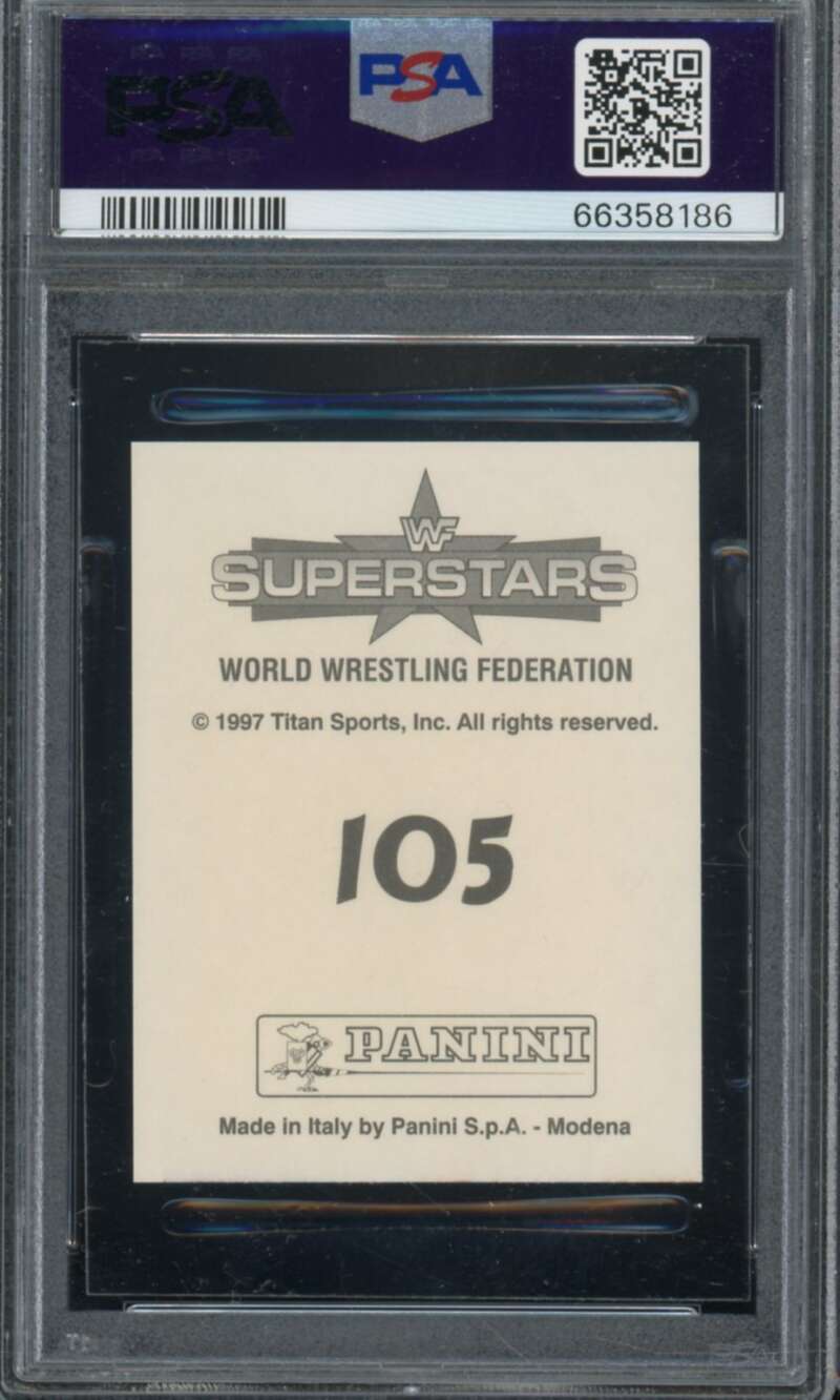 Ahmed Johnson Card 1997 Panini WWF Superstars Stickers #105 PSA 9 Image 2