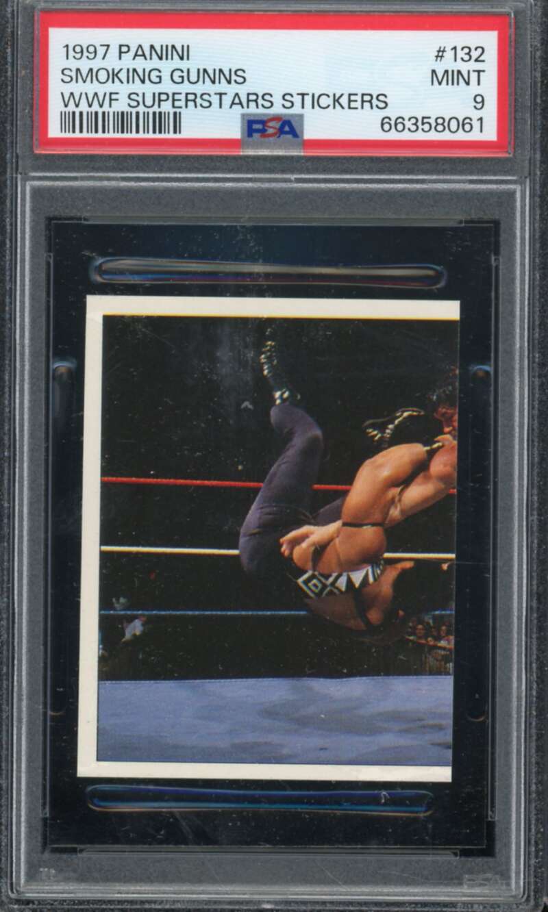 Smoking Gunns Card 1997 Panini WWF Superstars Stickers #132 PSA 9 Image 1