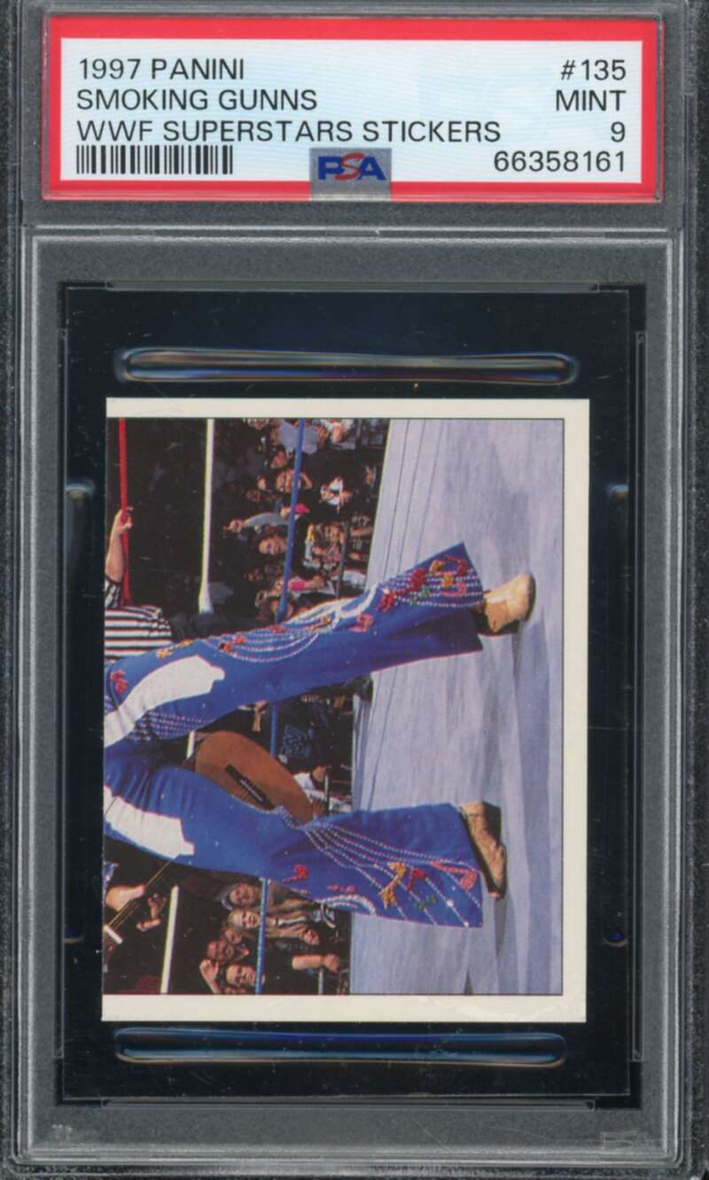 Smoking Gunns Card 1997 Panini WWF Superstars Stickers #135 PSA 9 Image 1