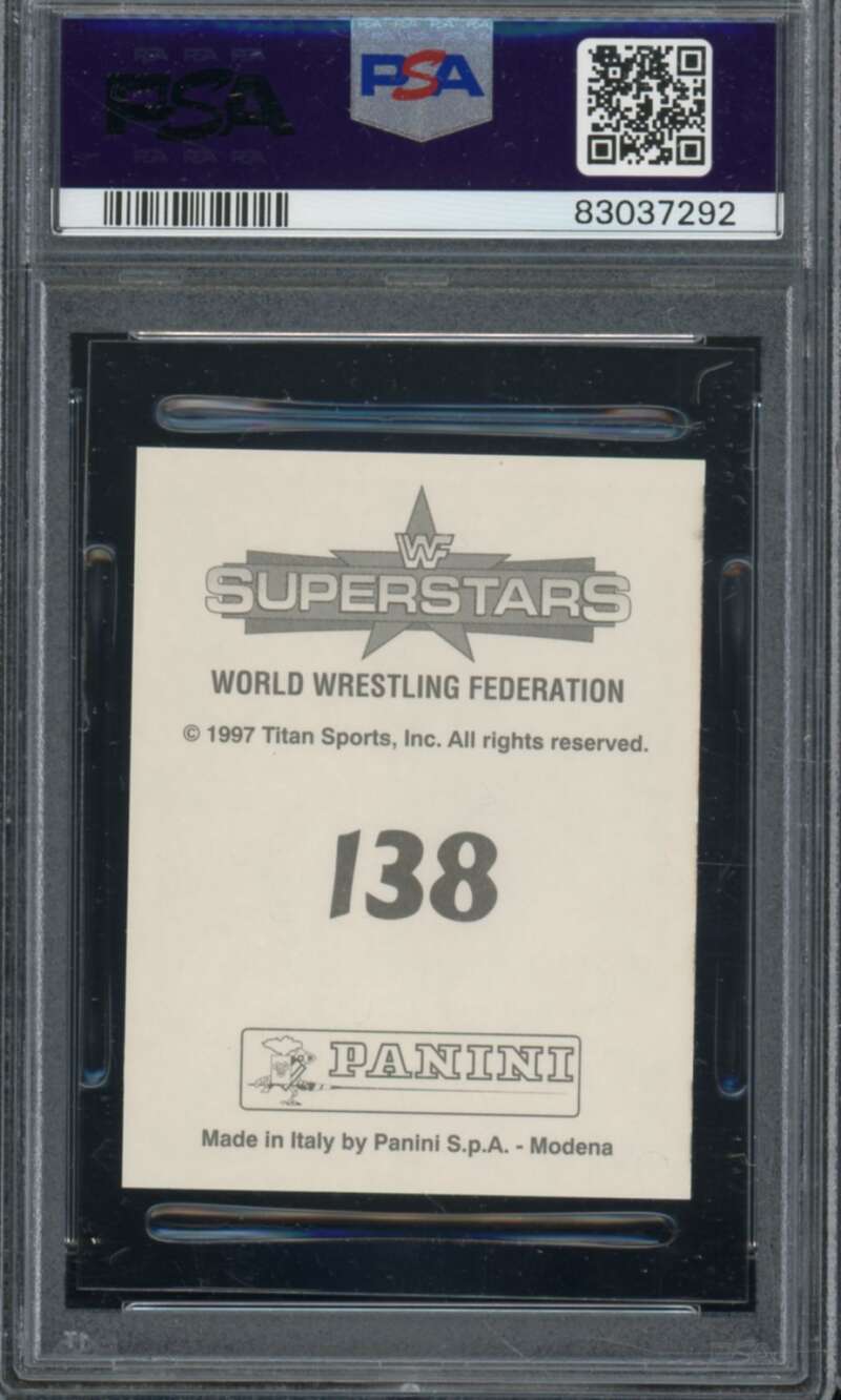 Owen Hart Card 1997 Panini WWF Superstars Stickers #138 PSA 9 Image 2