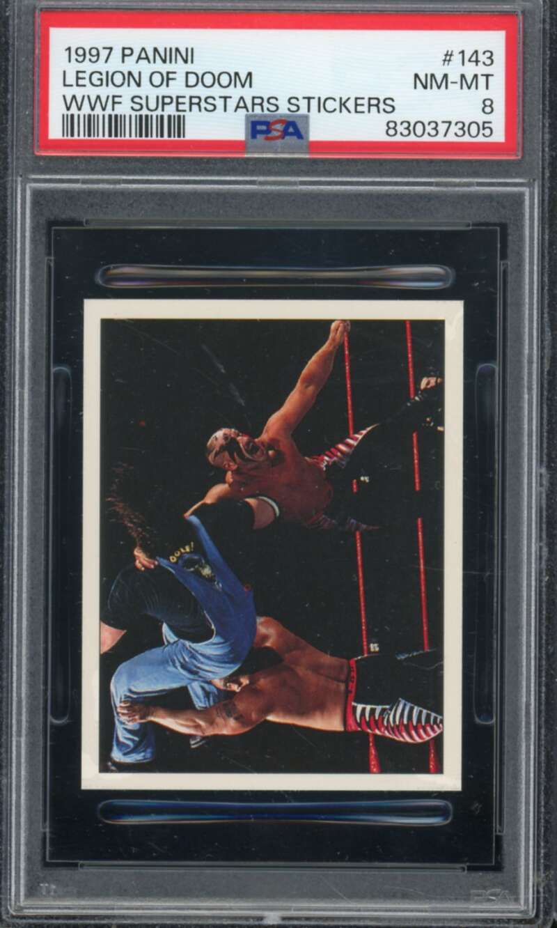 Legion Of Doom Card 1997 Panini WWF Superstars Stickers #143 PSA 8 Image 1