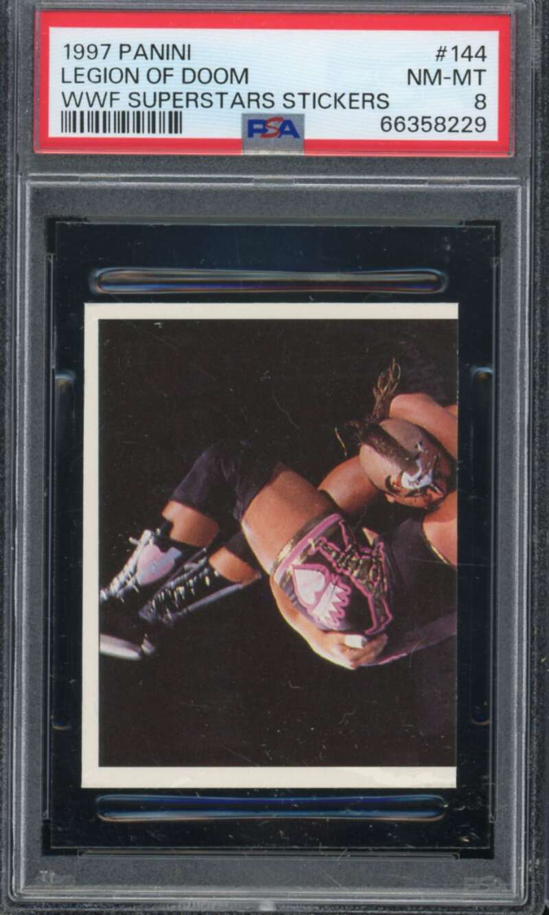 Legion Of Doom Card 1997 Panini WWF Superstars Stickers #144 PSA 8 Image 1