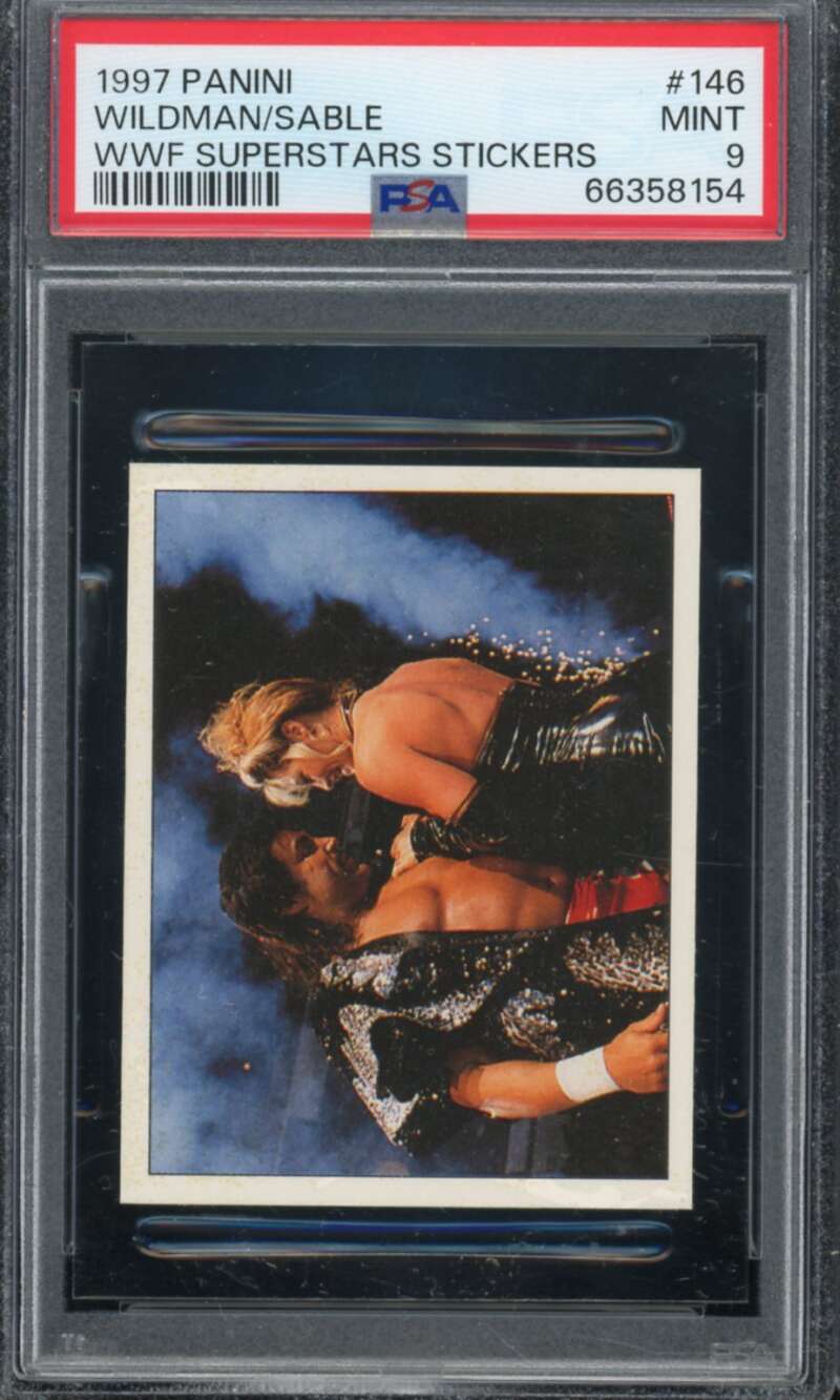 Wildman/Sable Card 1997 Panini WWF Superstars Stickers #146 PSA 9 Image 1