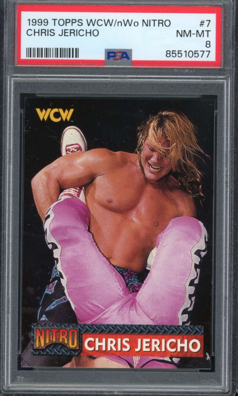 Chris Jericho Rookie Card 1999 Topps WCW/NWO Nitro #7 PSA 8 Image 1