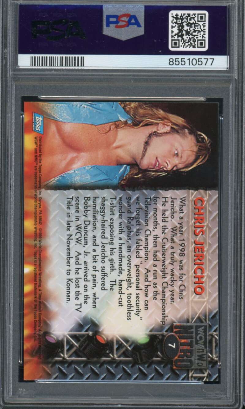 Chris Jericho Rookie Card 1999 Topps WCW/NWO Nitro #7 PSA 8 Image 2