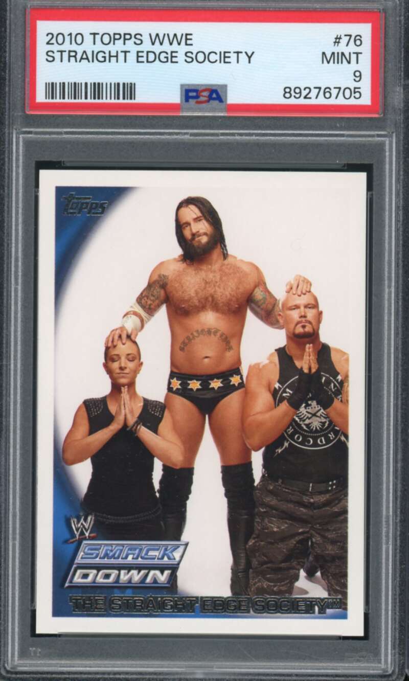 Straight Edge Society Card 2010 Topps WWE #76 PSA 9 Image 1