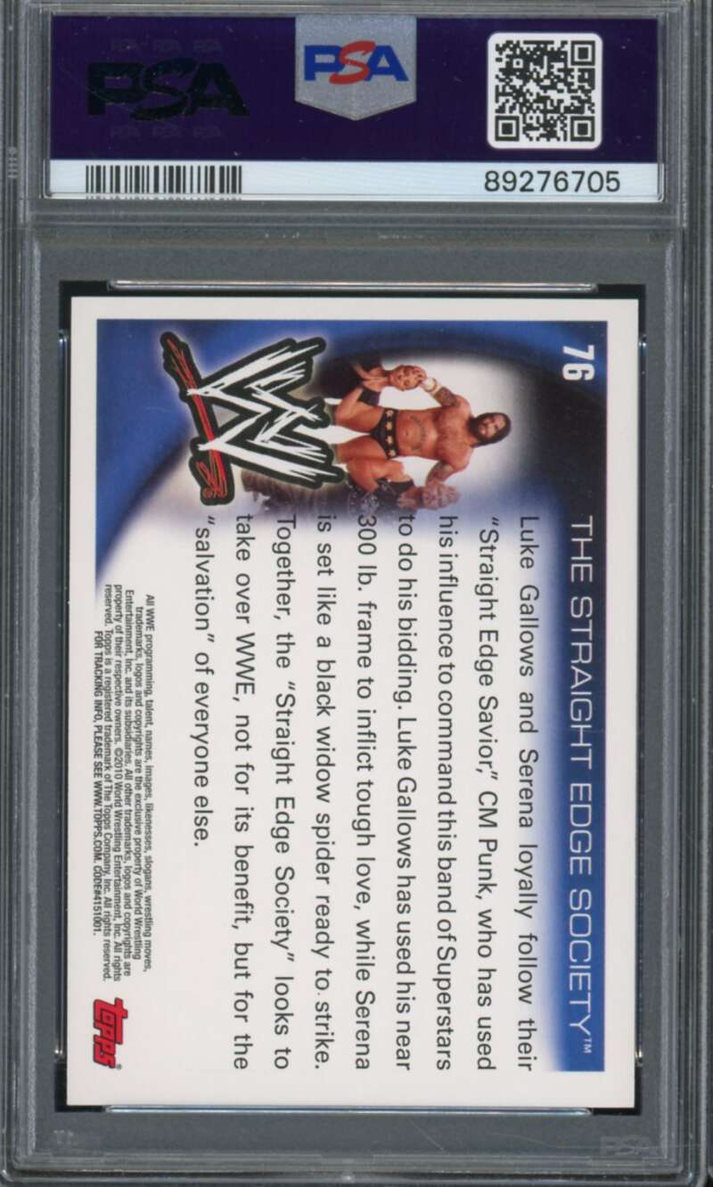 Straight Edge Society Card 2010 Topps WWE #76 PSA 9 Image 2