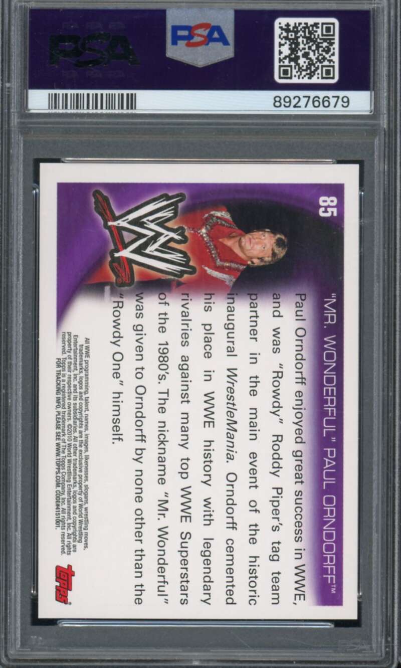 Paul Orndorff Card 2010 Topps WWE #85 PSA 9 Image 2