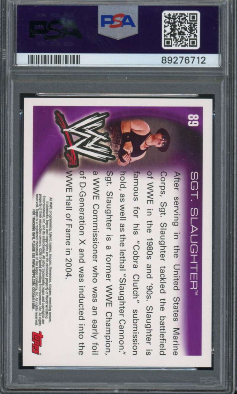 Sgt. Slaughter Card 2010 Topps WWE #89 PSA 9 Image 2