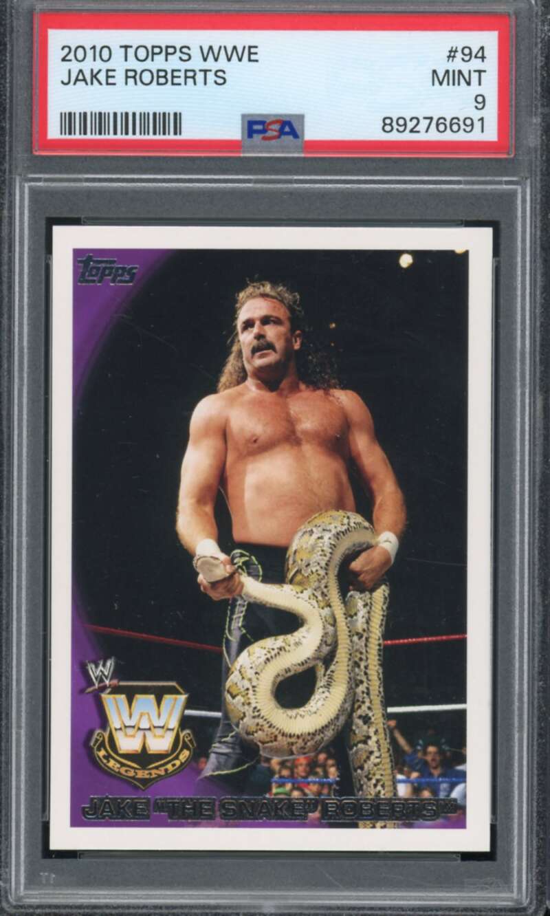 Jake Roberts Card 2010 Topps WWE #94 PSA 9 Image 1