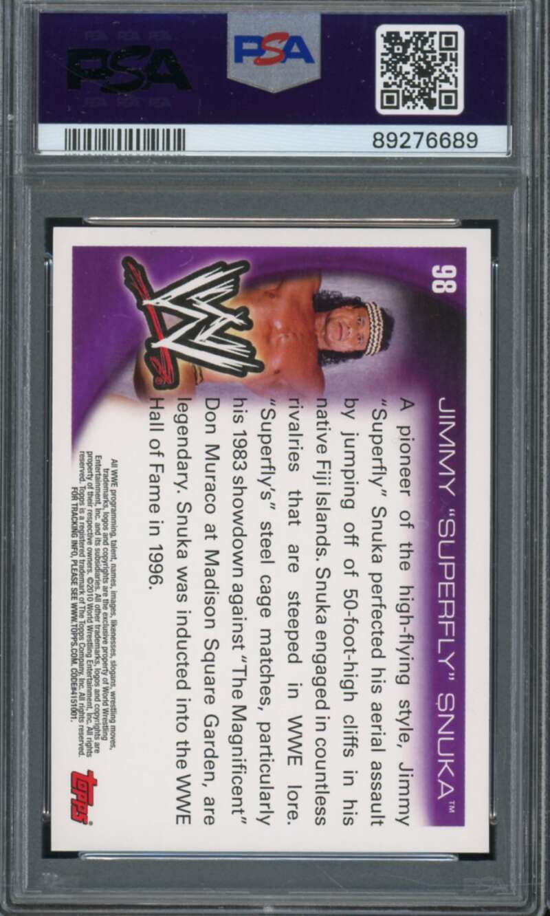 Jimmy Snuka Card 2010 Topps WWE #98 PSA 9 Image 2