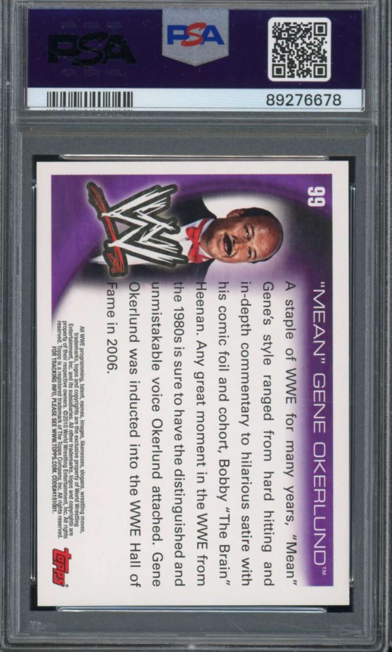 Mean Gene Okerlund Card 2010 Topps WWE #99 PSA 9 Image 2