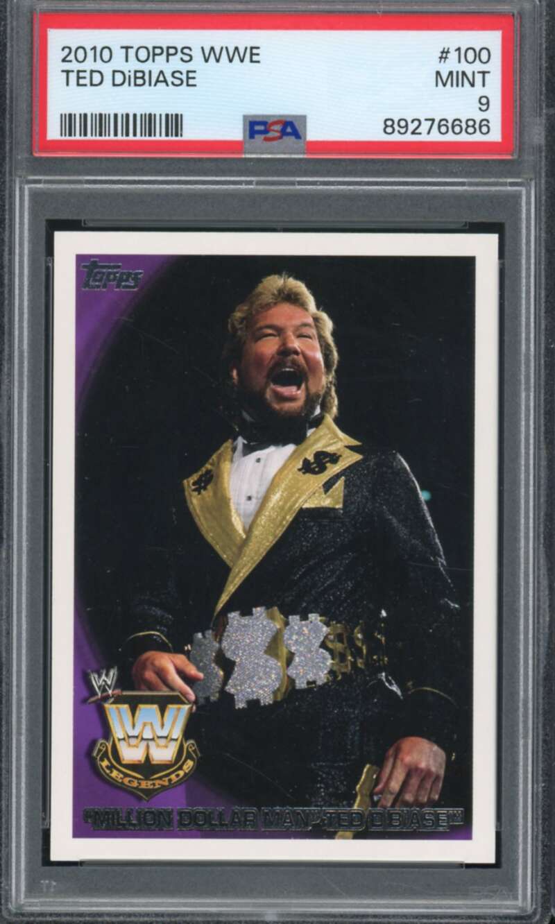 Ted Dibiase Card 2010 Topps WWE #100 PSA 9 Image 1