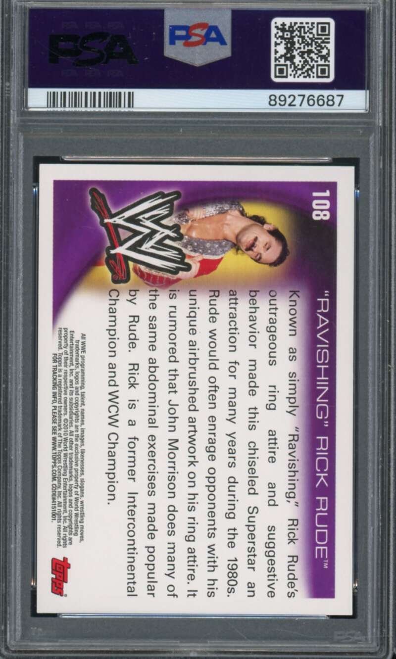 Rick Rude Card 2010 Topps WWE #108 PSA 9 Image 2