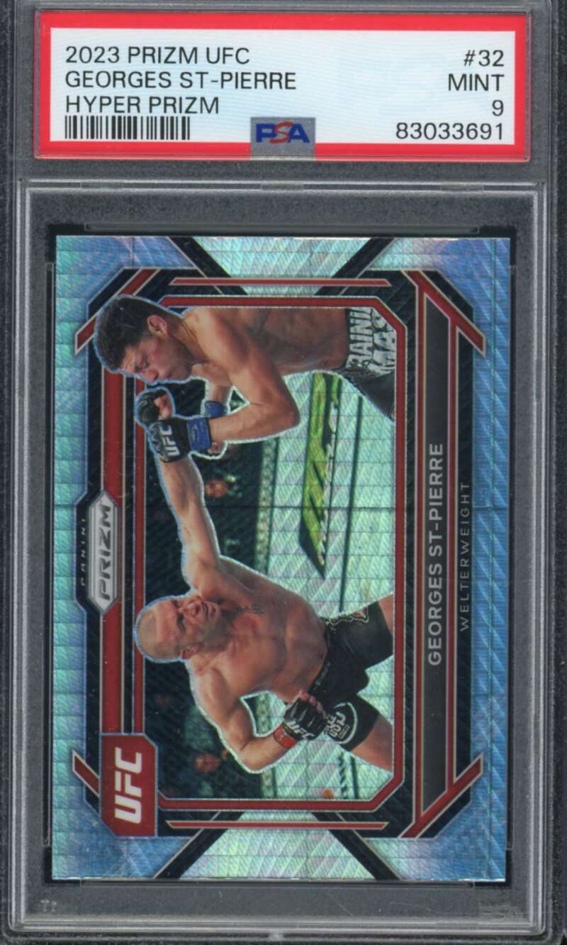 Georges St-Pierre Card 2023 Prizm UFC Hyper Prizm #32 PSA 9 Image 1